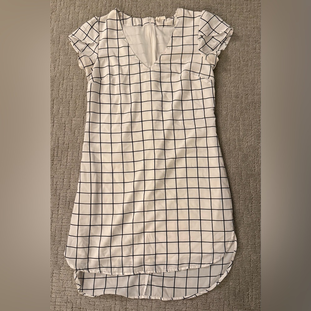 White Grid Pattern Dress